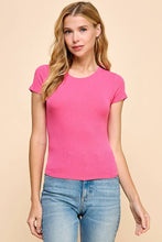 Load image into Gallery viewer, Short Sleeve Crew Neck Ribbed Crop