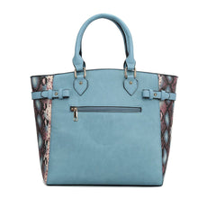 Load image into Gallery viewer, MKF Joelle Faux-Snake Embossed Tote bag with Wallet by Mia K: Baby Blue