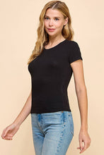 Load image into Gallery viewer, Short Sleeve Crew Neck Ribbed Crop