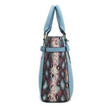 Load image into Gallery viewer, MKF Joelle Faux-Snake Embossed Tote bag with Wallet by Mia K: Baby Blue