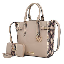 Load image into Gallery viewer, MKF Joelle Faux-Snake Embossed Tote bag with Wallet by Mia K: Baby Blue