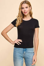 Load image into Gallery viewer, Short Sleeve Crew Neck Ribbed Crop