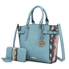 Load image into Gallery viewer, MKF Joelle Faux-Snake Embossed Tote bag with Wallet by Mia K: Baby Blue