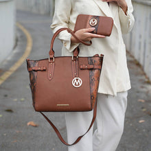 Load image into Gallery viewer, MKF Joelle Faux-Snake Embossed Tote bag with Wallet by Mia K: Baby Blue