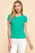 Load image into Gallery viewer, Short Sleeve Crew Neck Ribbed Crop
