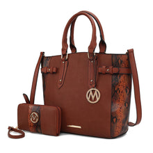 Load image into Gallery viewer, MKF Joelle Faux-Snake Embossed Tote bag with Wallet by Mia K: Baby Blue
