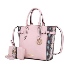 Load image into Gallery viewer, MKF Joelle Faux-Snake Embossed Tote bag with Wallet by Mia K: Baby Blue