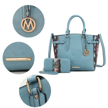 Load image into Gallery viewer, MKF Joelle Faux-Snake Embossed Tote bag with Wallet by Mia K: Baby Blue