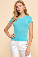 Load image into Gallery viewer, Short Sleeve Crew Neck Ribbed Crop