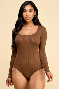 Scoop Neck 8X3 Rib Long Sleeve Bodysuit