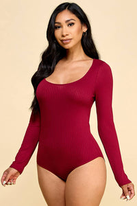 Scoop Neck 8X3 Rib Long Sleeve Bodysuit