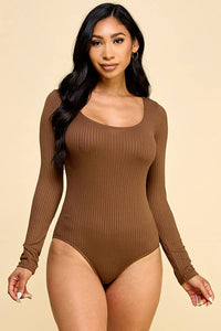 Scoop Neck 8X3 Rib Long Sleeve Bodysuit