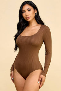 Scoop Neck 8X3 Rib Long Sleeve Bodysuit