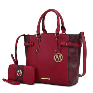 MKF Joelle Faux-Snake Embossed Tote bag with Wallet by Mia K: Baby Blue
