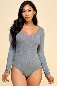 Scoop Neck 8X3 Rib Long Sleeve Bodysuit