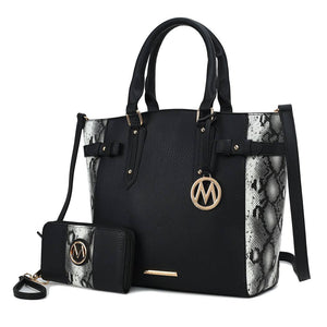 MKF Joelle Faux-Snake Embossed Tote bag with Wallet by Mia K: Baby Blue